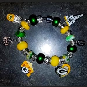 8" Green Bay Packers European Charm Bracelet "Go Pack Go"